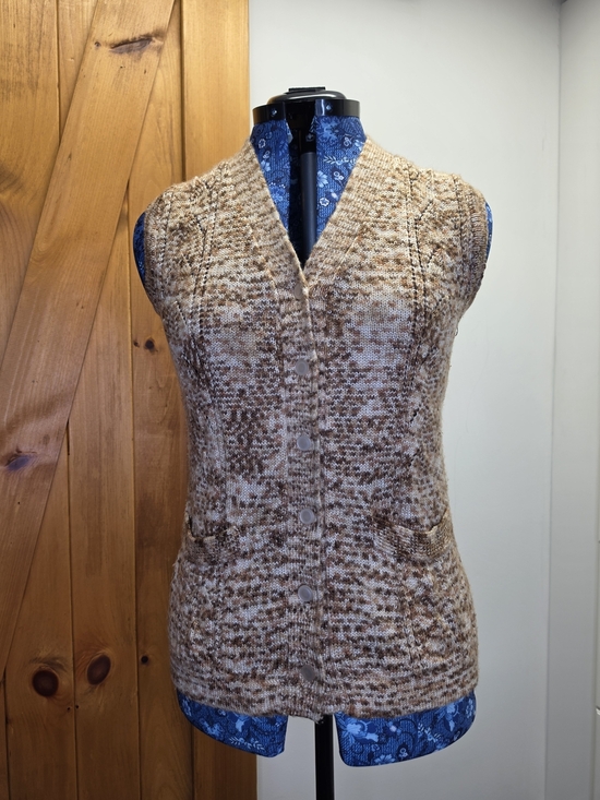 Vintage Sweaters - Vintage Brown Speckle V-Neck Button Front Sweater Vest